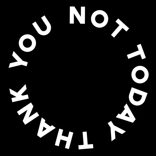 Zen wall clock: "not today thank you"