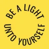 Zen wall clock: "be a light unto yourself — light yellow & near-black zinc"