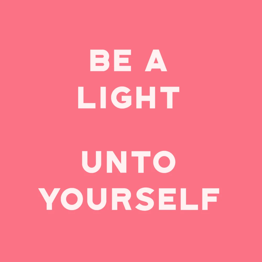 Zen wall clock: "be a light unto yourself — light rose & palest rose"