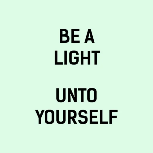 Zen wall clock: "be a light unto yourself — pale green & black"