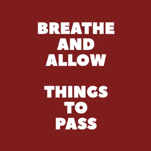 Zen wall clock: "breathe and allow things to pass — burgundy & white"