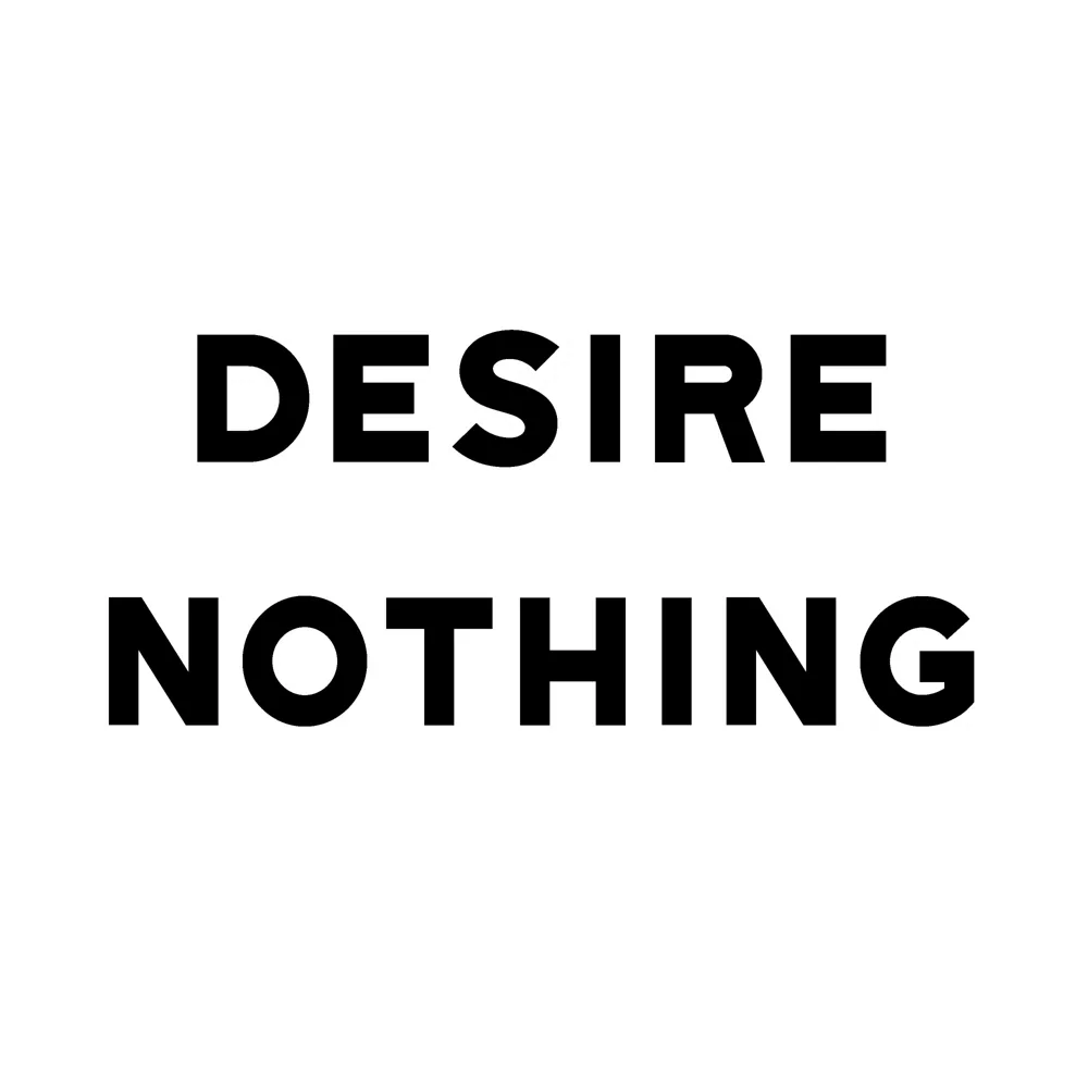 Zen wall clock: "desire nothing — white & black"