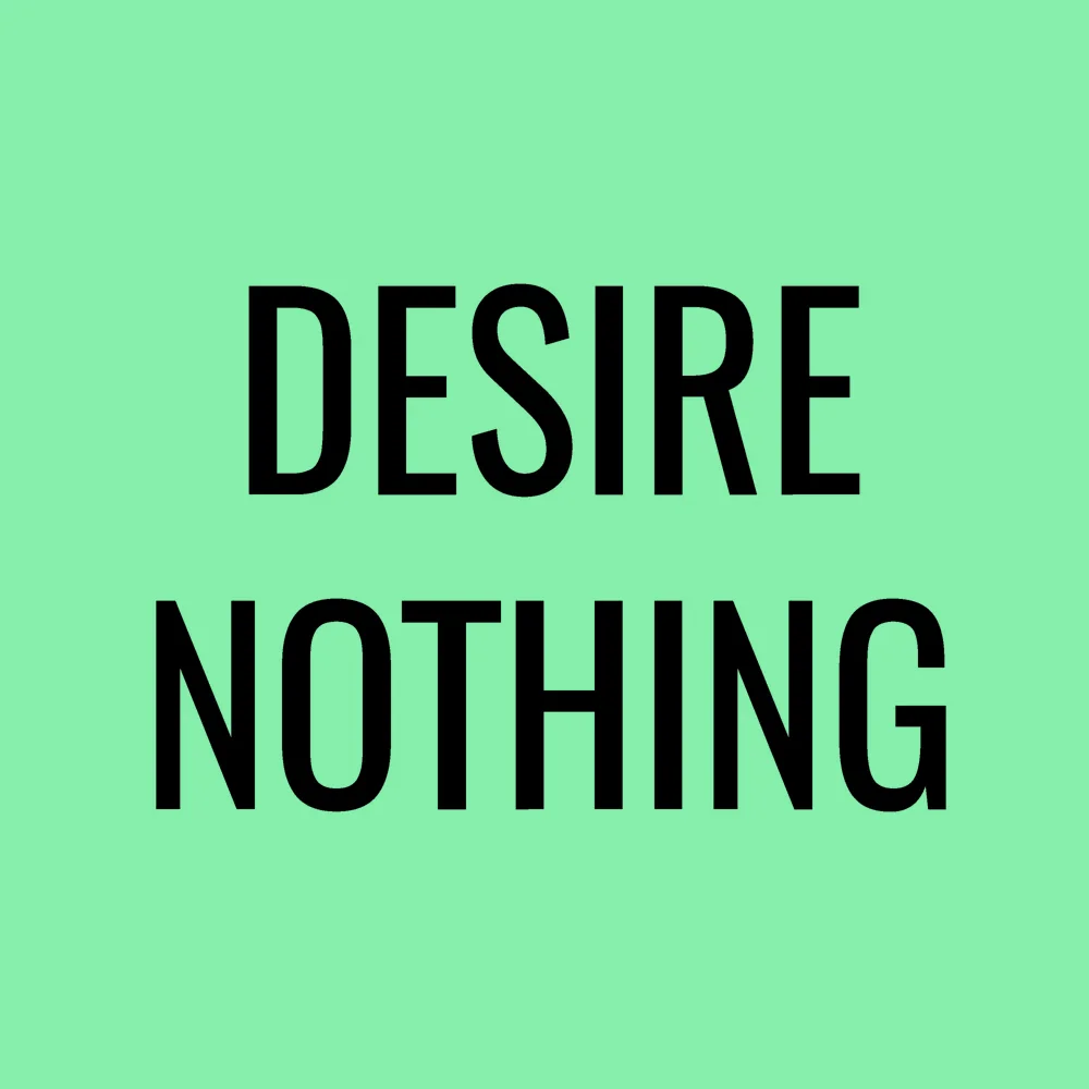 Zen wall clock: "desire nothing — light green & black"