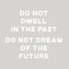 Zen wall clock: "do not dwell in the past do not dream of the future — light stone & white"
