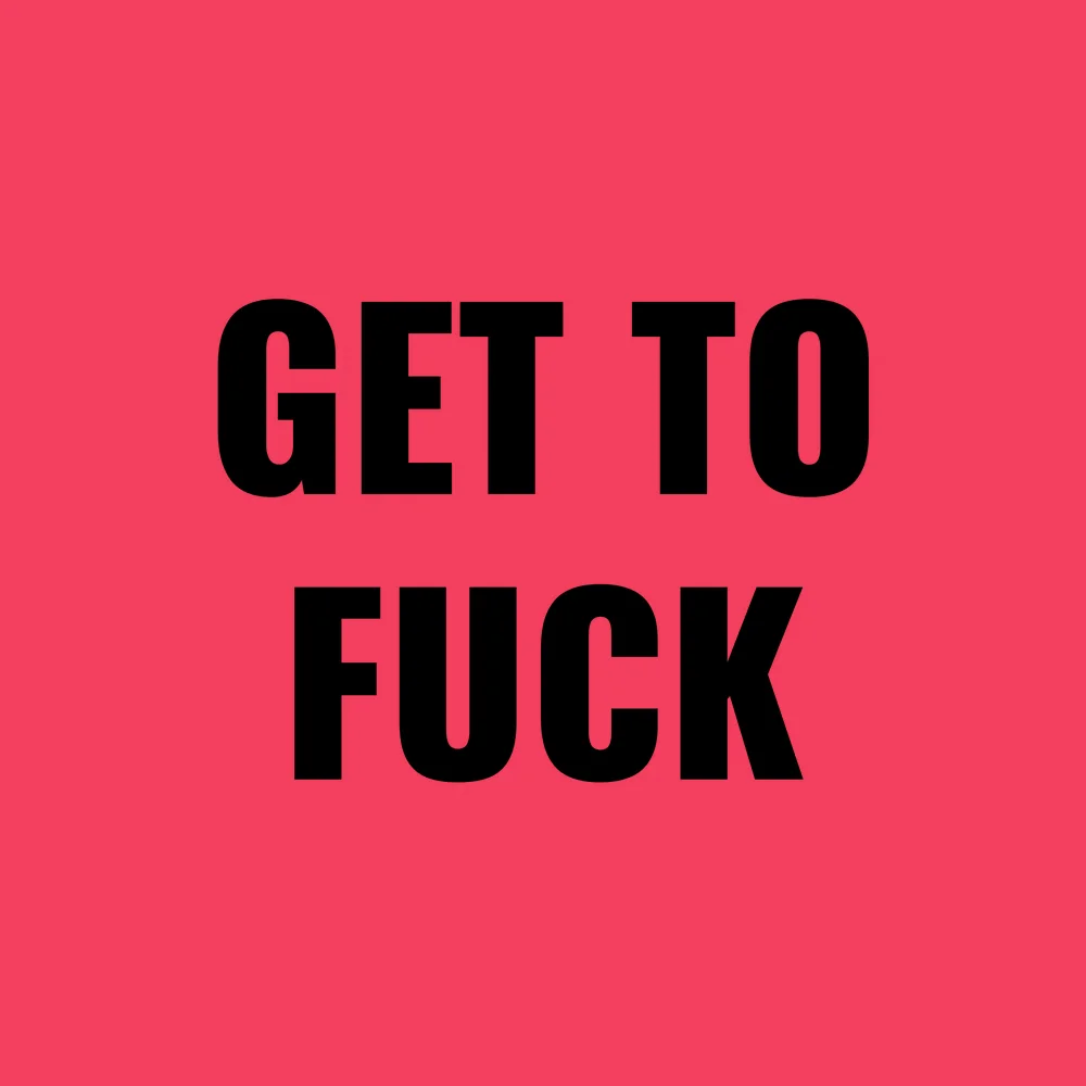 Funny wall clock: "Get to fuck — rose & black"