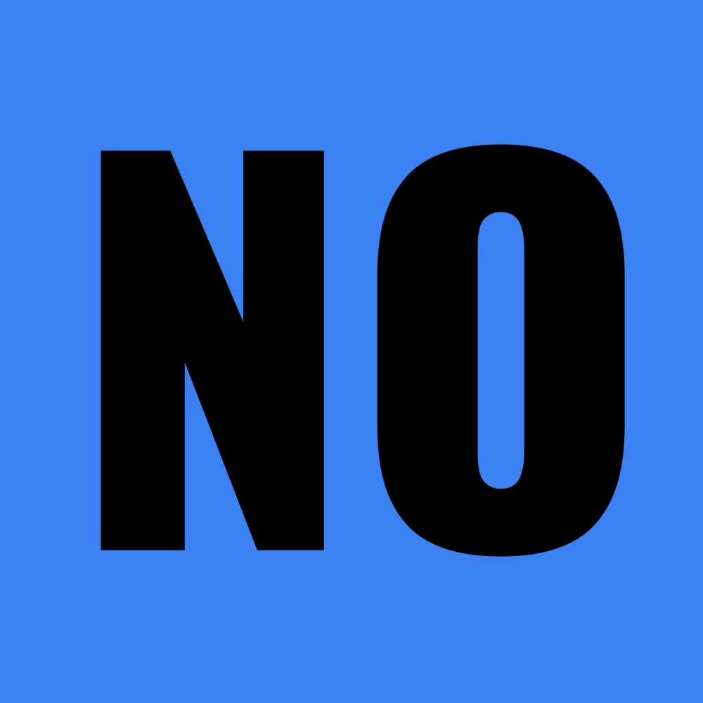Funny wall clock: "No — blue & black"
