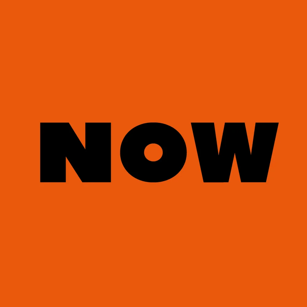 Mindfulness wall clock: "now — orange & black"