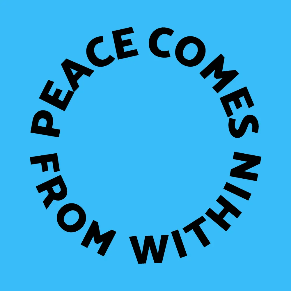 Zen wall clock: "peace comes from within — light sky & black"