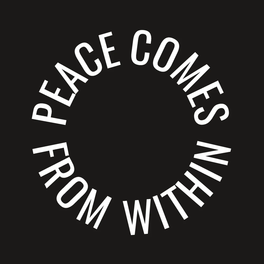 Zen wall clock: "peace comes from within"