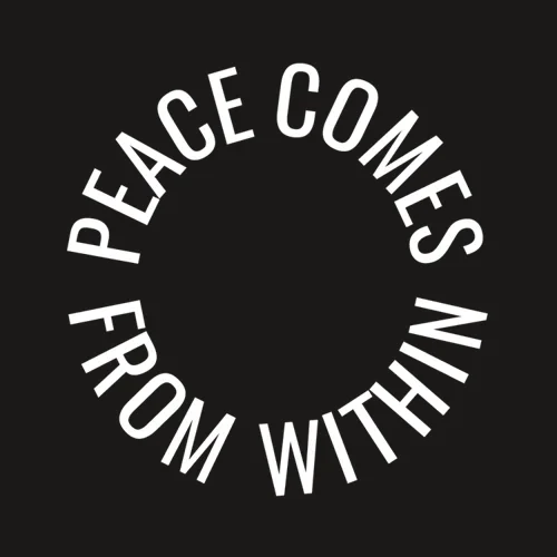 Zen wall clock: "peace comes from within — ebony & white"