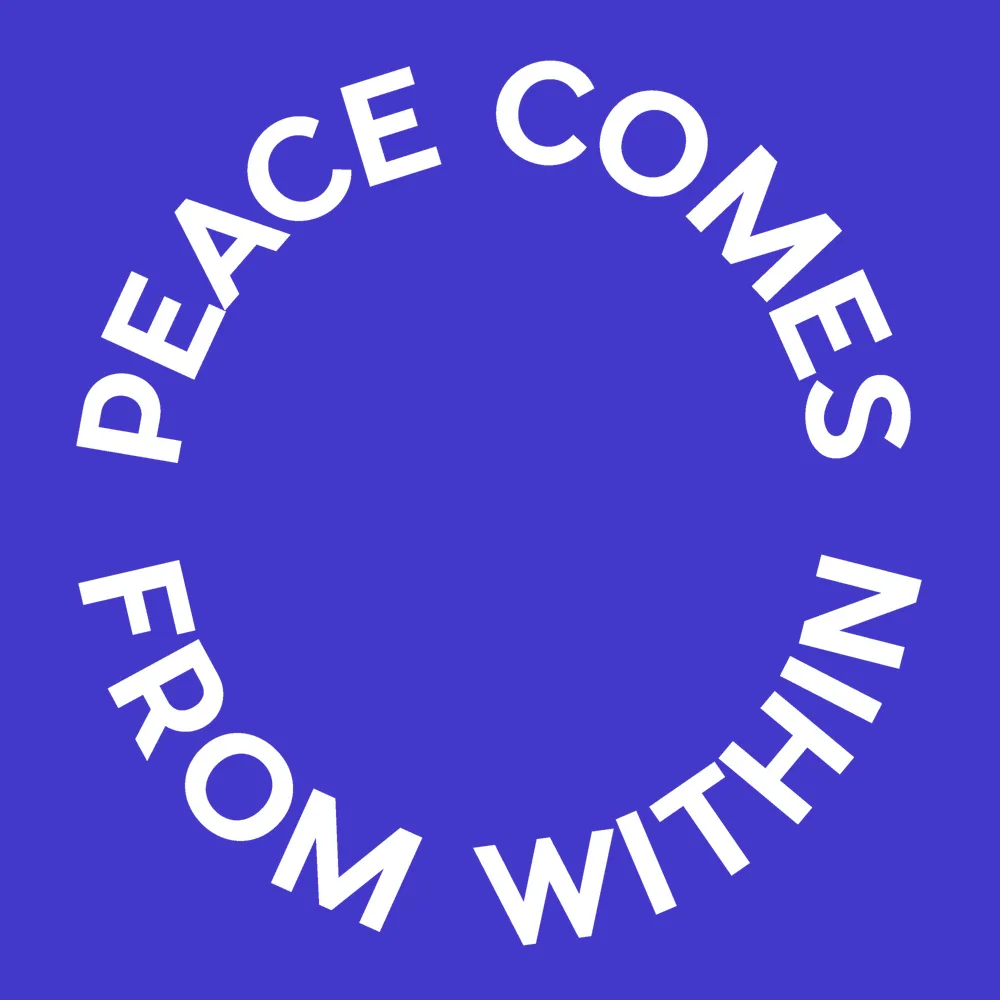 Zen wall clock: "peace comes from within"