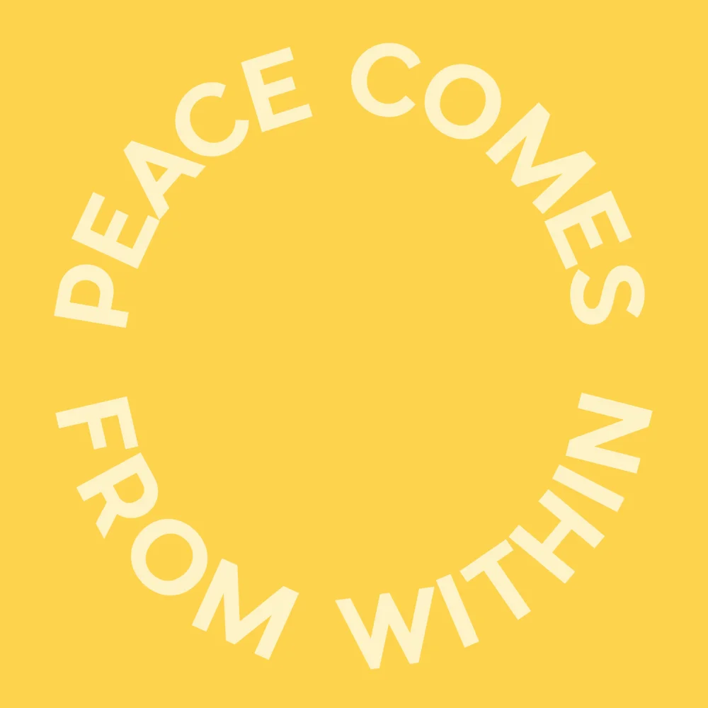 Zen wall clock: "peace comes from within"