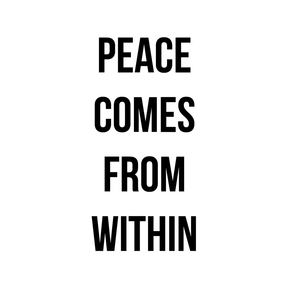 Zen wall clock: "peace comes from within"
