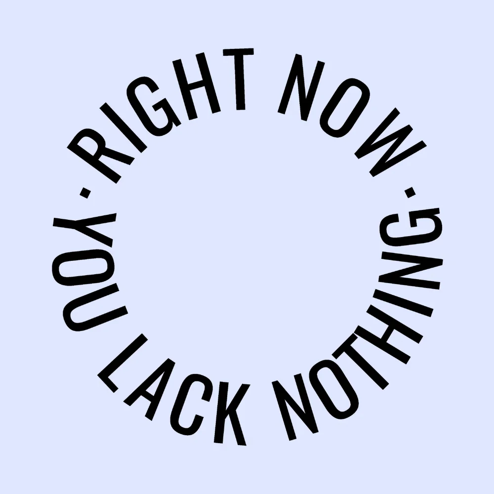 Zen wall clock: "right now you lack nothing — pale indigo & black"