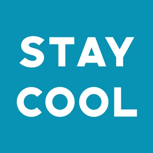 Zen wall clock: "Stay cool — cyan & white"