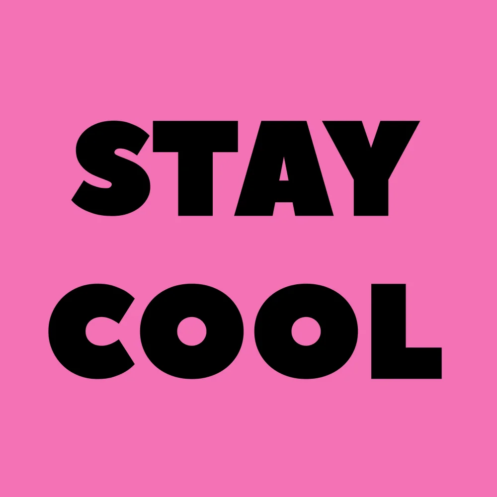 Zen wall clock: "Stay cool — light pink & black"