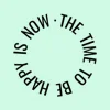 Zen wall clock: "the time to be happy is now — pale emerald & black"