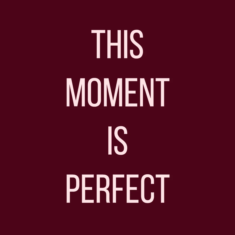 Zen wall clock: "this moment is perfect — near-black rose & rose quartz"