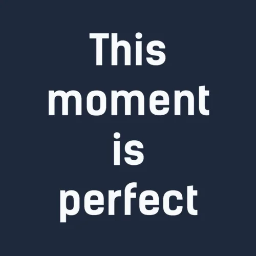 Zen wall clock: "this moment is perfect — graphite & palest slate"