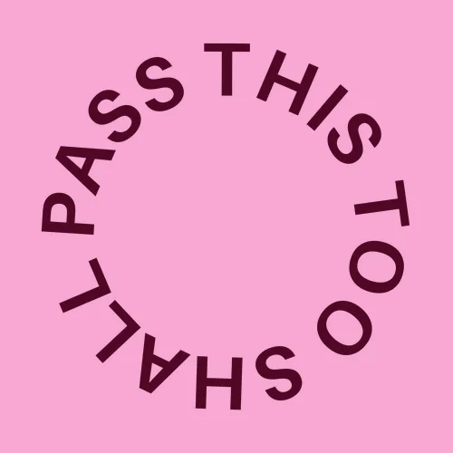 Zen wall clock: "This too shall pass — light pink & near-black pink"