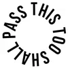 Zen wall clock: "This too shall pass — white & black"