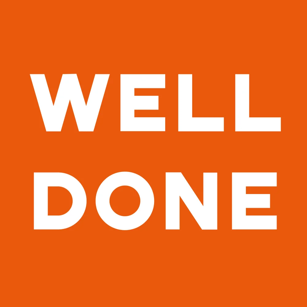 Zen wall clock: "well done"