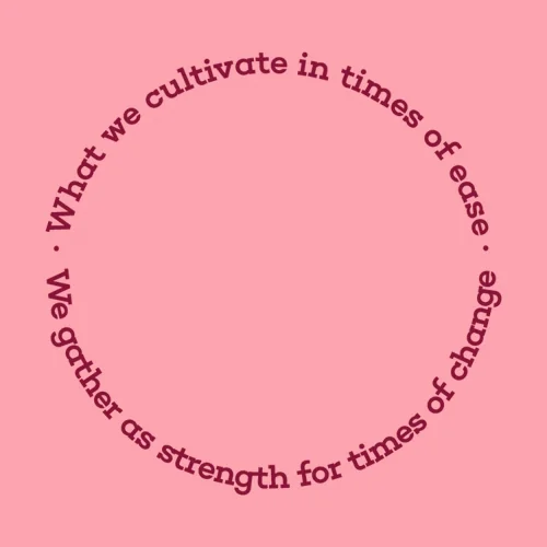 Zen wall clock: "what we cultivate in times of ease we gather as strength… — light rose & wine"