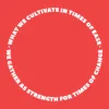 Zen wall clock: "what we cultivate in times of ease we gather as strength… — red & white"