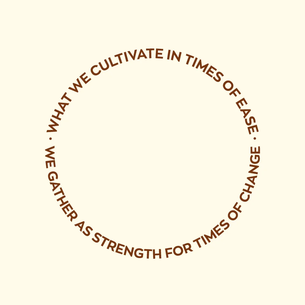 Zen wall clock: "what we cultivate in times of ease we gather as strength for times of change"