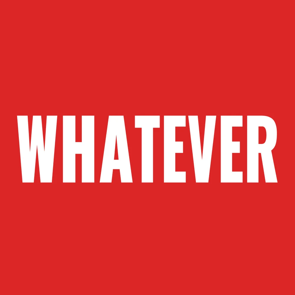 Funny wall clock: "Whatever — red & white"