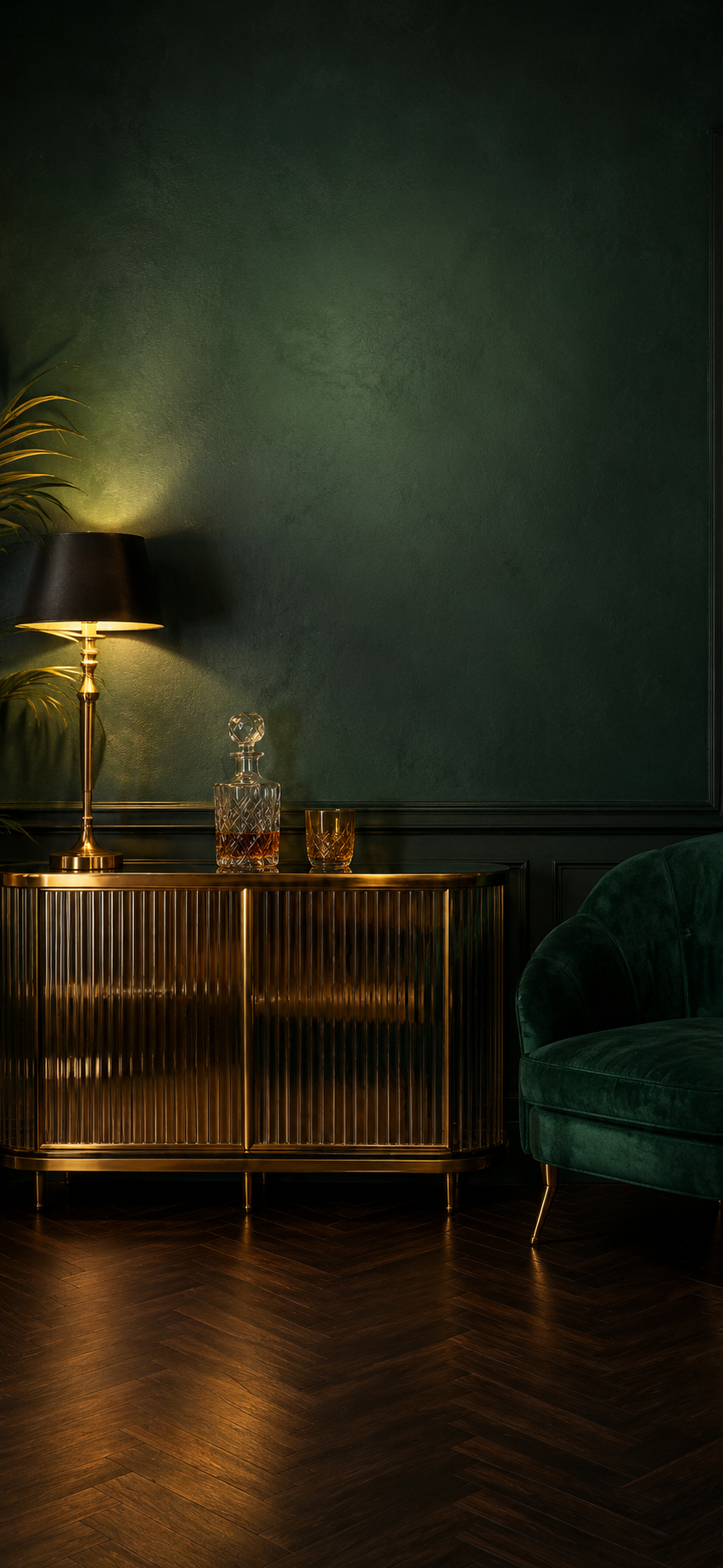 Zen wall clock in art deco lounge