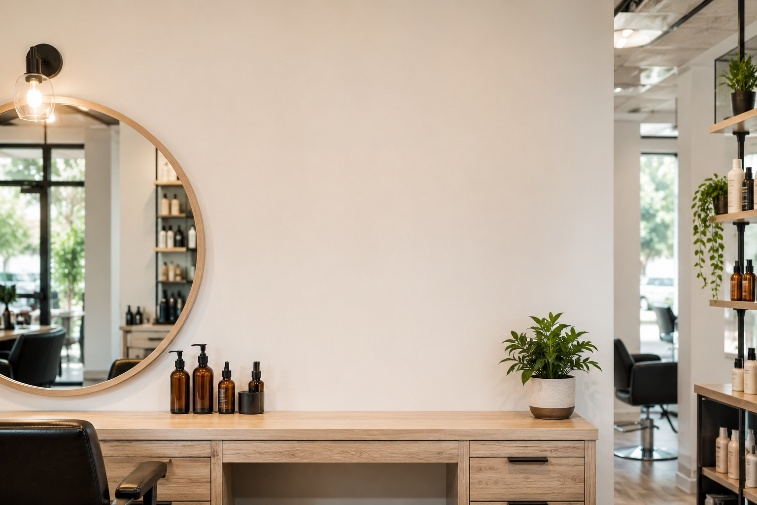 Zen wall clock in hair salon