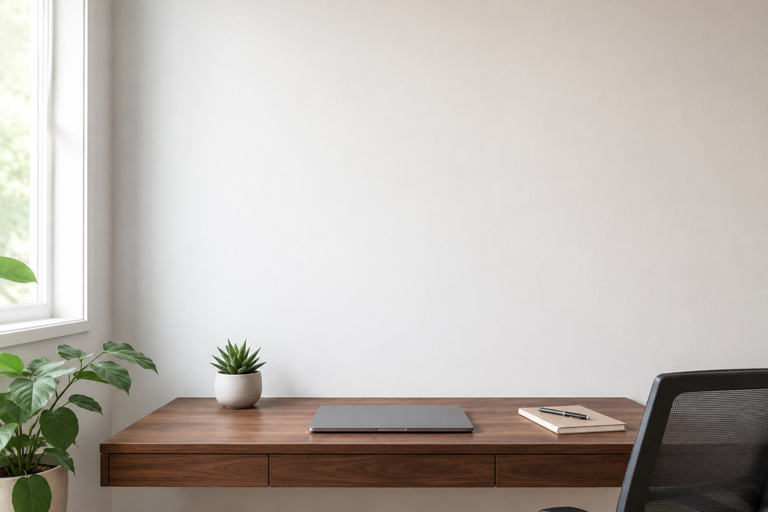 Zen wall clock in home office