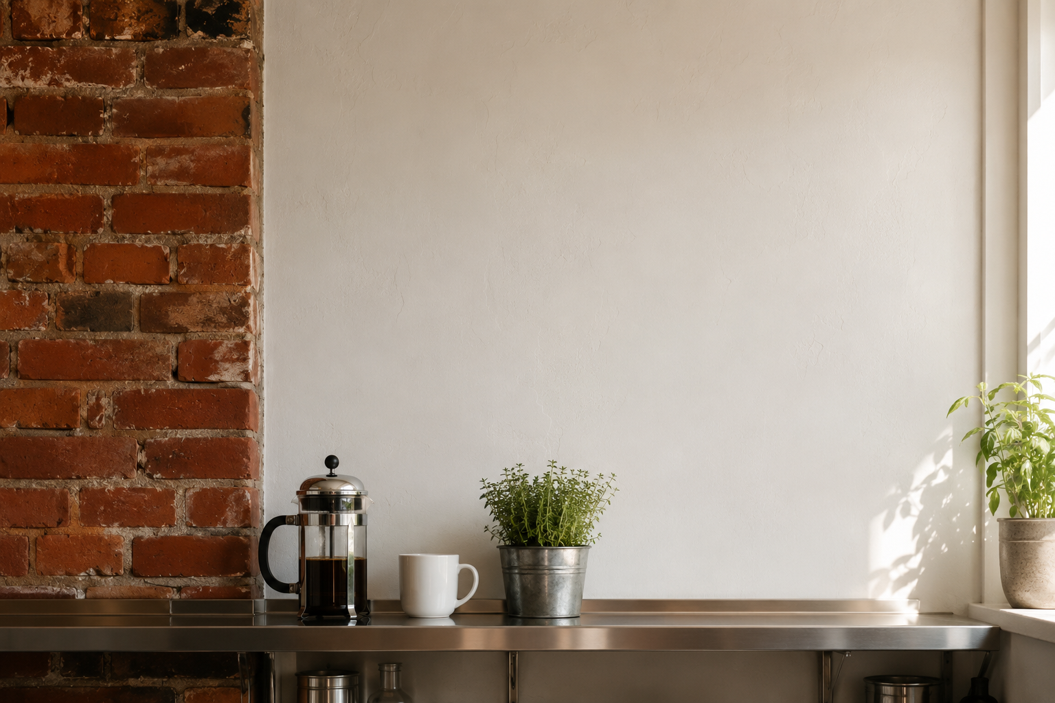 Zen wall clock in industrial kitchen