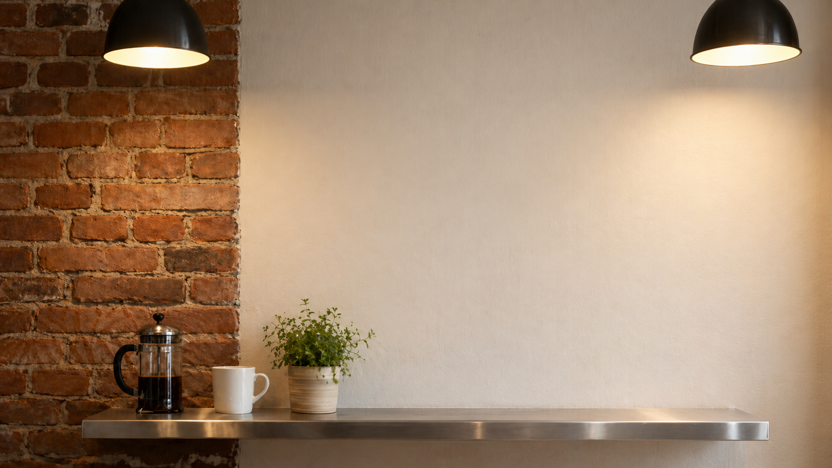 Zen wall clock in industrial kitchen