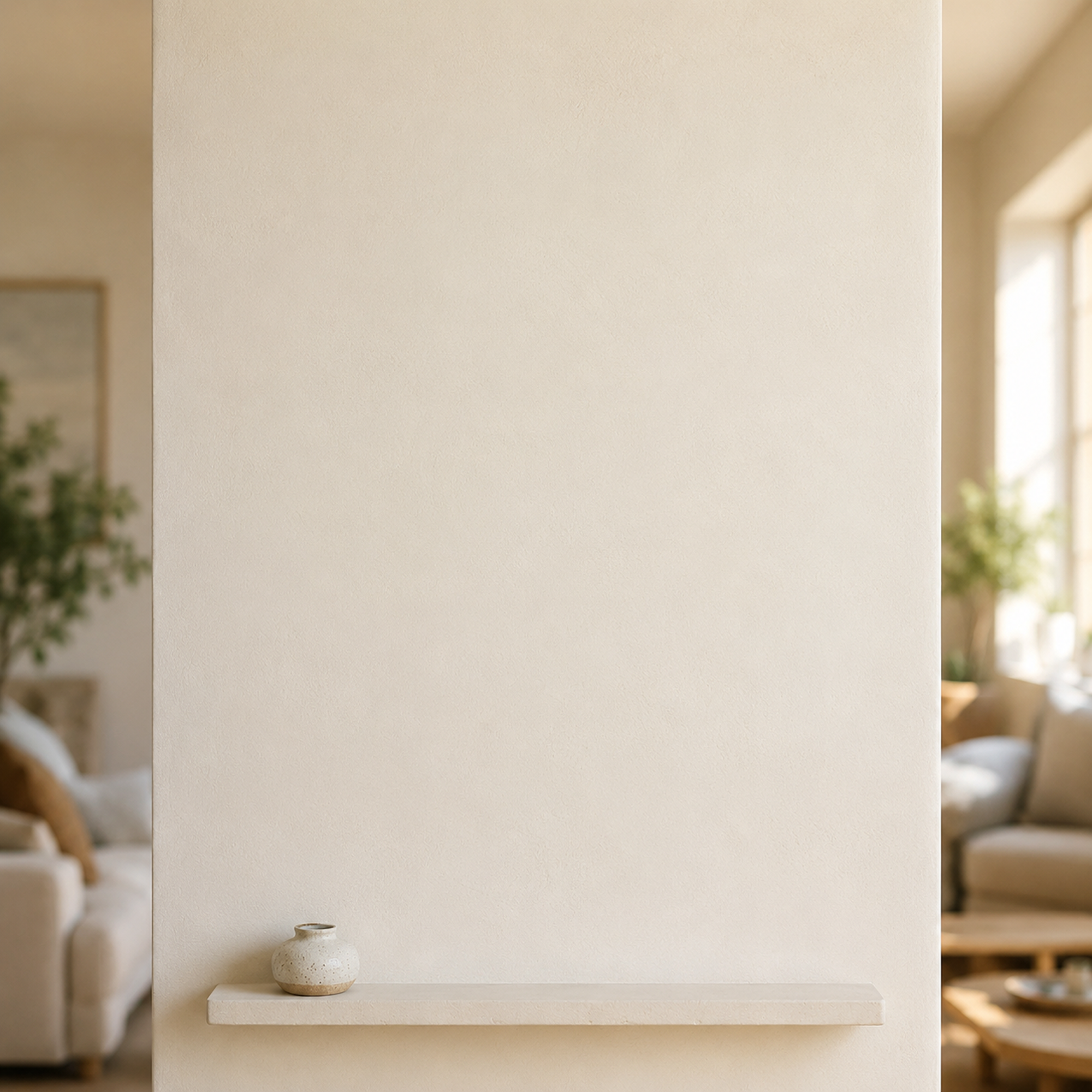 Zen wall clock in ivory column