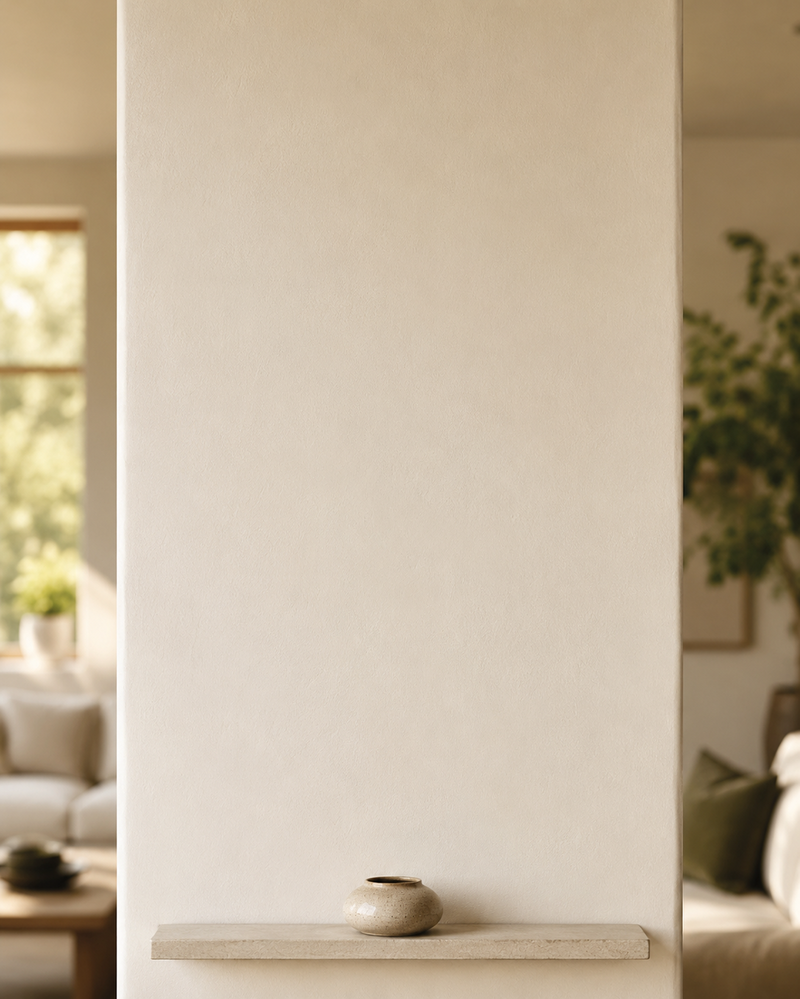 Zen wall clock in ivory column