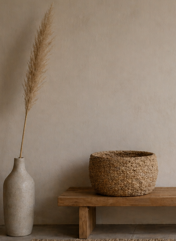 Zen wall clock in japandi entryway