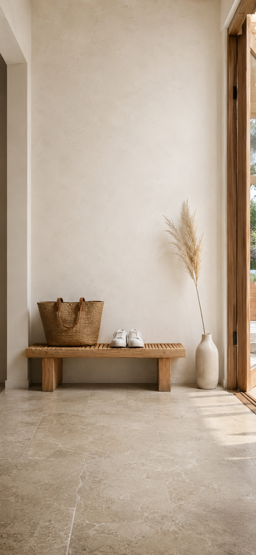 Zen wall clock in japandi entryway