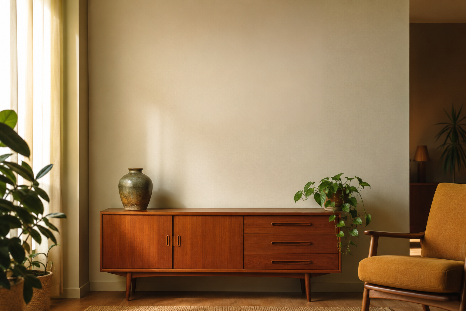 Zen wall clock in midcentury living