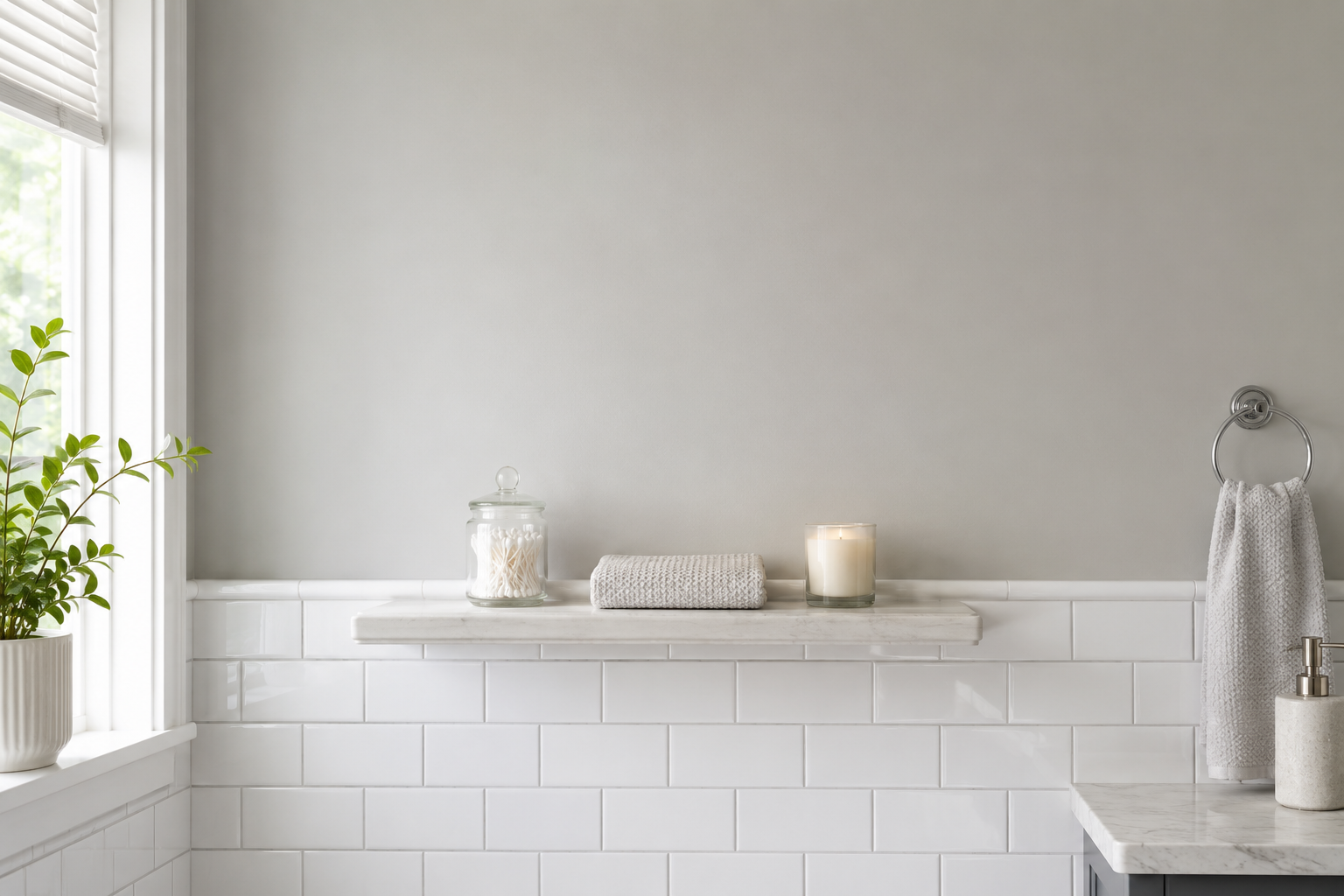 Zen wall clock in modern bathroom