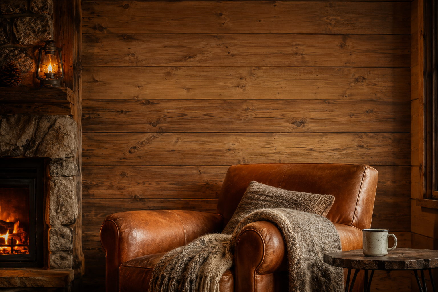 Zen wall clock in mountain cabin