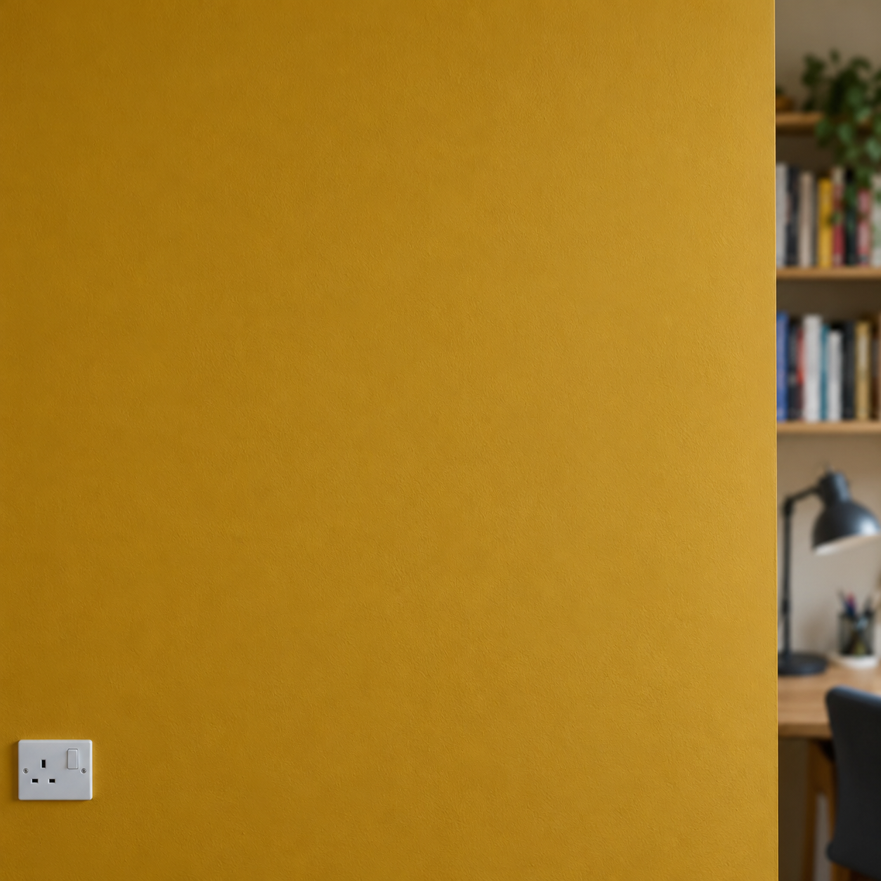 Funny wall clock in mustard wall