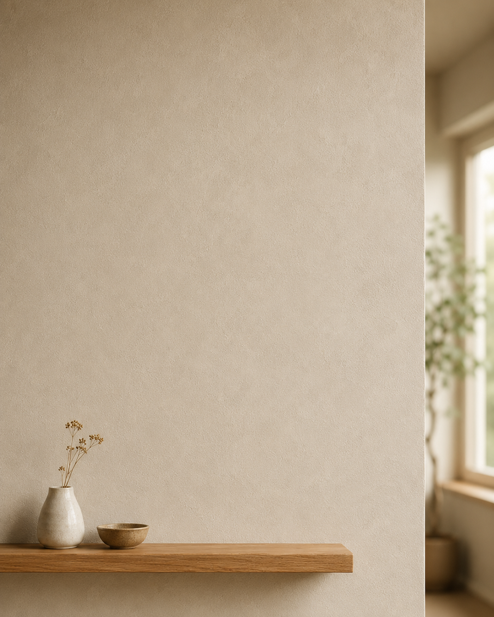 Zen wall clock in oak shelf