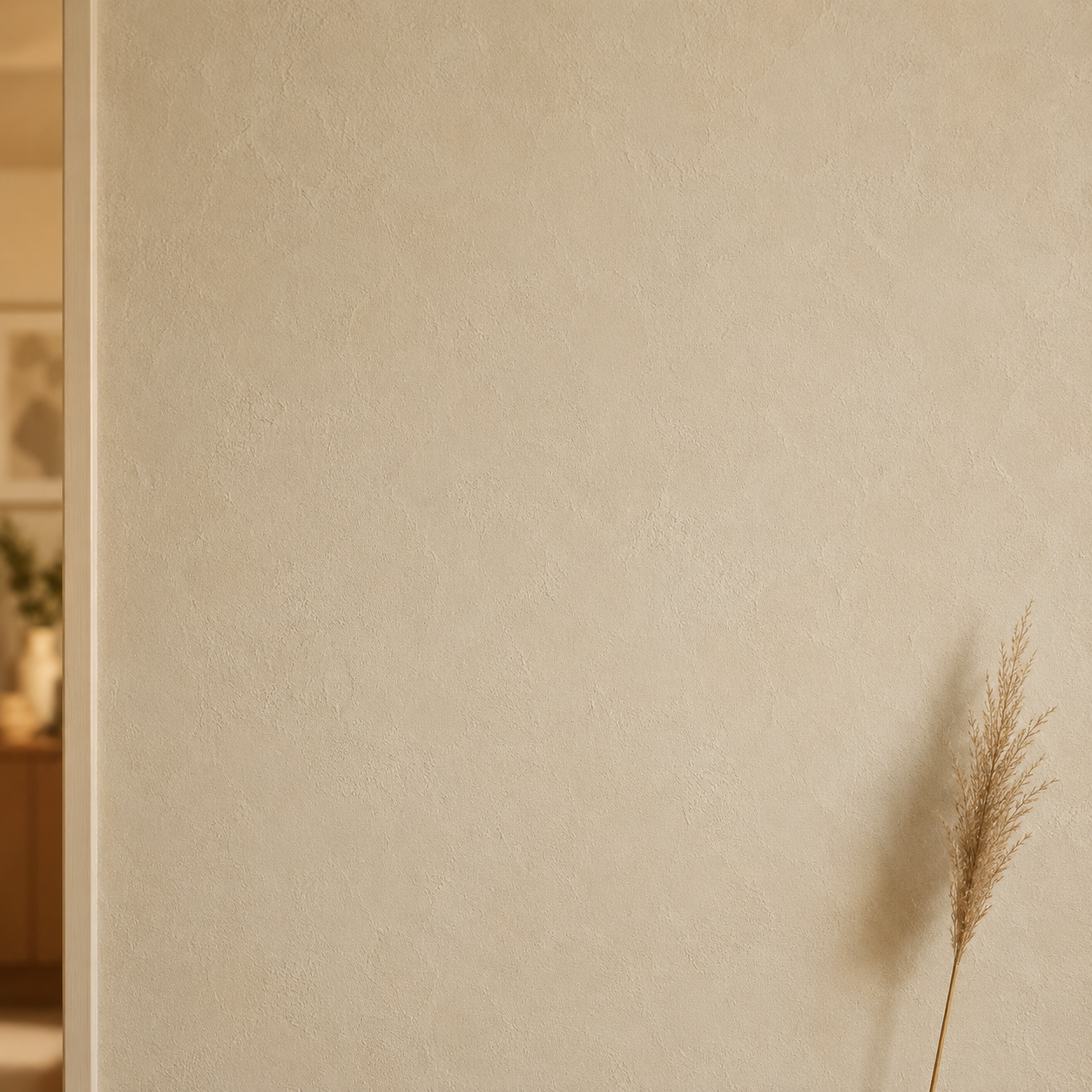 Zen wall clock in oatmeal pampas