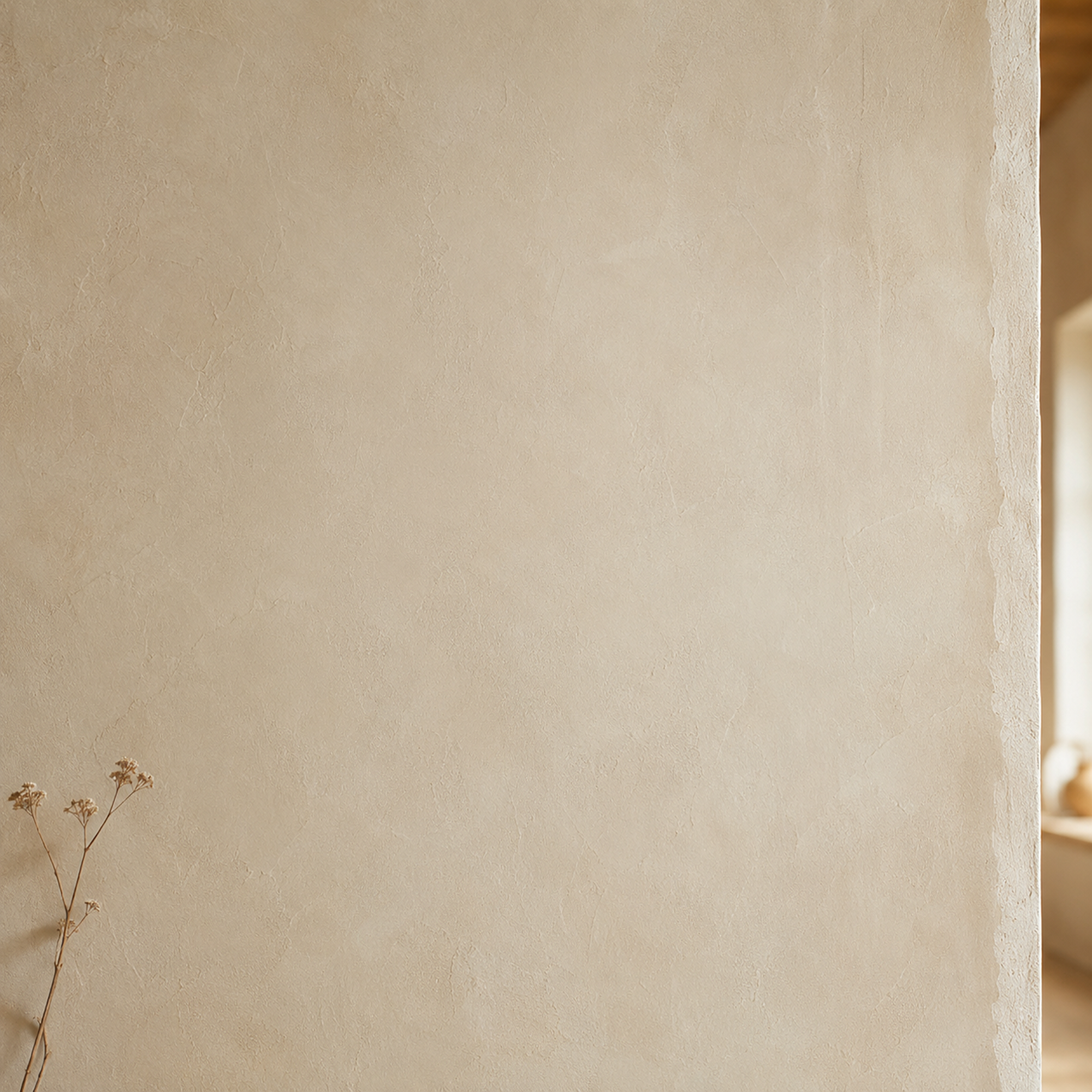 Zen wall clock in plaster corner