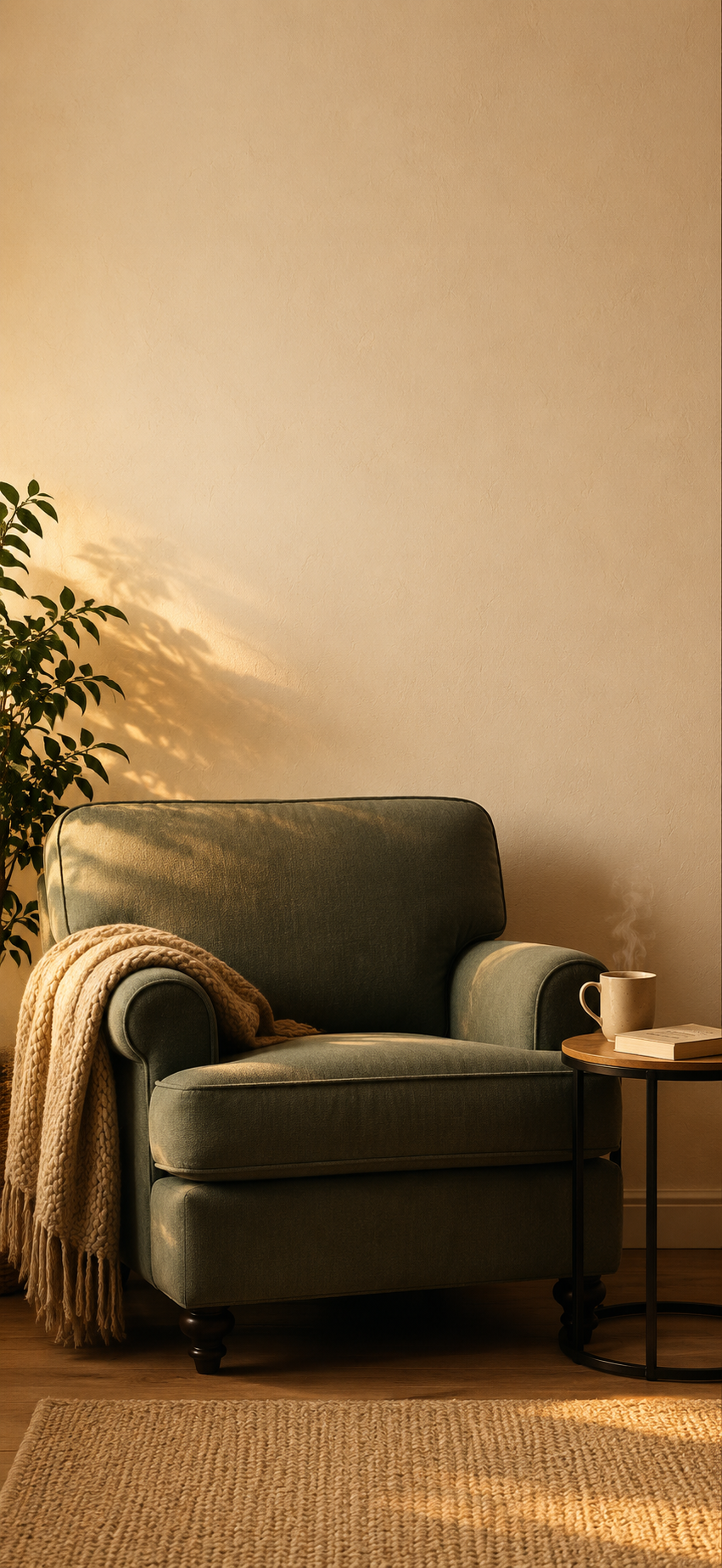 Zen wall clock in reading nook