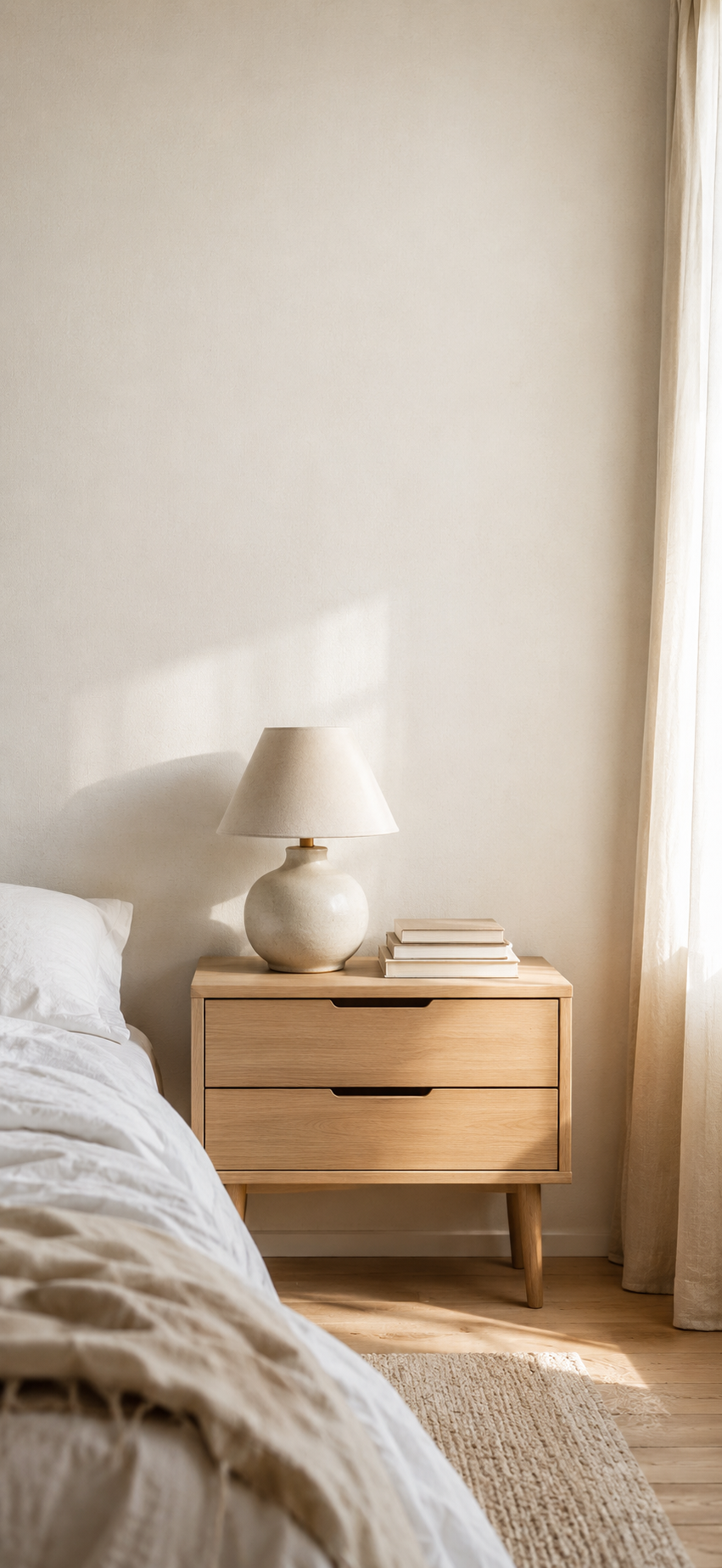 Zen wall clock in scandi bedroom