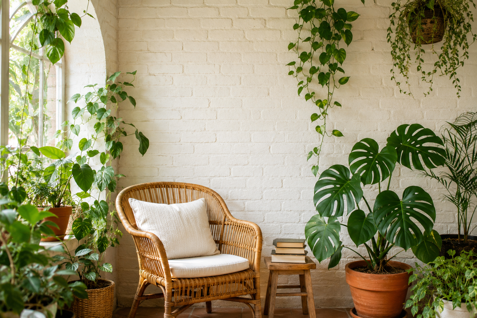 Zen wall clock in sunroom